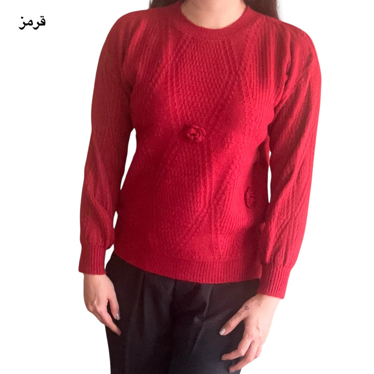 بافت آستین بلند گرم بالا گل برجسته وارداتی