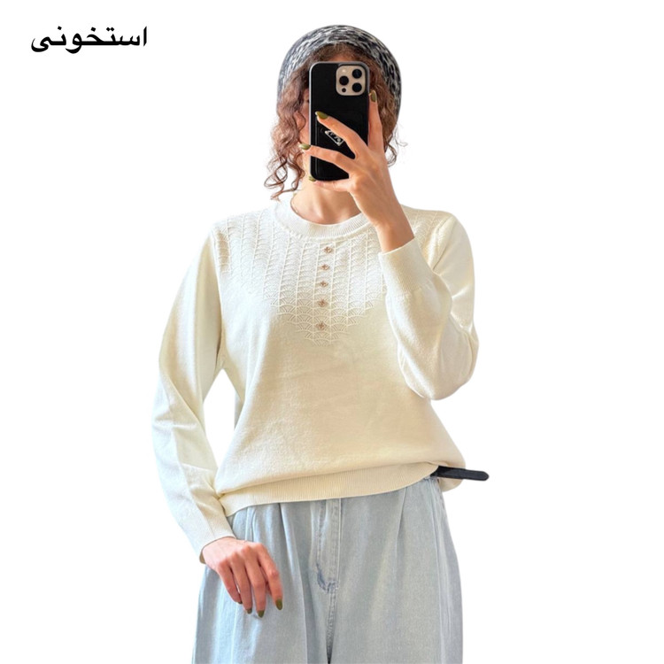 بافت آستین بلند گرم بالا یقه گرد وارداتی